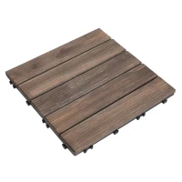 Outsunny 27 Pcs Wood Interlocking Deck Tiles, 12 x 12in Outdoor Flooring Tiles for Indoor and Outdoor Use, Tools Free Assembly, Black(m-11)