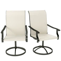 Outsunny Patio Swivel Chairs Set of 2, High Back Patio Dining Chairs with All-Weather Mesh for Backyard, Lawn, Garden, Beige(m-1)
