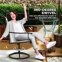 Outsunny Patio Swivel Chairs Set of 2, High Back Patio Dining Chairs with All-Weather Mesh for Backyard, Lawn, Garden, Beige(m-4)