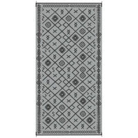 Outsunny Reversible Outdoor Rug, Waterproof Plastic Straw with Carry Bag, 9' x 18', Black & Gray Rhombus(m-1)