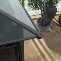 Outsunny 13' x 10' Polycarbonate Hardtop Gazebo Canopy, Outdoor Patio Gazebo with Aluminum Frame & Curtains, Dark Grey(m-10)