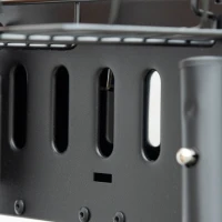 Outsunny Portable BBQ Grill, Charcoal Grill with Side Seasoning Baskets, Hooks and Nets for Outdoor, Picnic, Camping, Black(m-10)