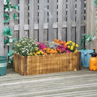 Outsunny 40" x 16" x 12"  Wooden Raised Garden Bed, Raised Planter Box, Planter Raised Bed with Drainage Holes, Natural(m-8)