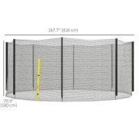 Soozier Trampoline Net Enclosure for 14ft Round Trampoline with 8 Straight Poles Poles Not Included, Weather Resistant Trampoline Netting Replacement with Zippered Entrance, Black(m-3)