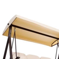 Outsunny 3-Seat Patio Swing Chair, Outdoor Porch Swing Glider with Adjustable Canopy, Removable Cushion, Pillows and Side Trays, for Garden, Poolside, Backyard, Beige(m-8)