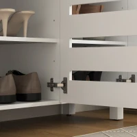 HOMCOM Shoe Cabinet with 3 Slatted Doors, 3-tier Shelving Rack Cabinet with Adjustable Shelves for 15 Pairs of Shoes, White(m-10)