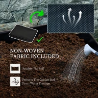 Outsunny Raised Garden Bed with Trellis, 2 Tier Wooden Elevated Planter Box  for Vegetables, Flowers, Herbs, Grey(m-7)