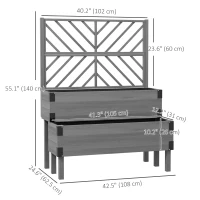 Outsunny Raised Garden Bed with Trellis, 2 Tier Wooden Elevated Planter Box  for Vegetables, Flowers, Herbs, Grey(m-3)