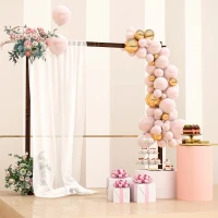 Outsunny 7FT Rectangular Wooden Wedding Arch with Triangular Base, Ground Stakes for Ceremony, Garden, Birthday, Dark Brown(m-8)