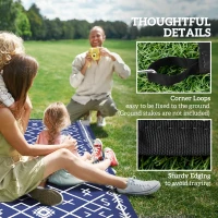 Outsunny Reversible Outdoor Rug, Waterproof Plastic Straw with Carry Bag, 9' x 18', Blue & White Rhombus(m-8)