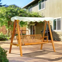 Outsunny 80" Patio Swing Chair with Canopy Outdoor Wooden Swing Bench Hammock for Garden, Poolside, Backyard(m-8)