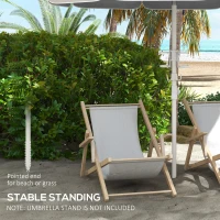 Outsunny 5.7' Beach Umbrella for Travel with Tilt, Adjustable Height, 2 Cup Holders, Hooks, Vent, Ruffles, Cream White(m-8)