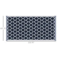 Outsunny Reversible Outdoor RV Rug, 9' x 18' Patio Floor Mat, Plastic Straw Rug for Backyard, Deck, Picnic, Beach, Camping, Dark Blue and White(m-3)