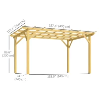 Outsunny 10' x 13' Wood Pergola, Outdoor Gazebo Grape Trellis for Climbing Plant Support, Garden, Patio, Backyard, Nature Wood(m-3)