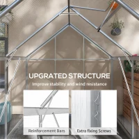 Outsunny 6' x 6' Walk-In Greenhouse, Polycarbonate Greenhouse with Sliding Door, Window, Aluminium Frame, Foundation, Silver(m-6)