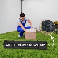 Outsunny 10' x 10' Pop Up Canopy Tent with Awning and Sidewalls, Instant Sun Shelter with Wheeled Bag and Sand Bags(m-9)