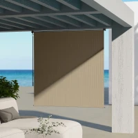 Outsunny 6' x 6' Patio Door Blinds, Outdoor Roller Shades, Cordless Roll Up Shade for Porch Gazebo, Beige(m-8)