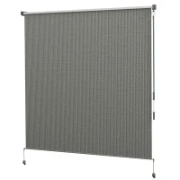 Outsunny 6' x 6' Patio Door Blinds, Outdoor Roller Shades, Cordless Roll Up Shade for Porch Gazebo, Dark Grey(m-2)