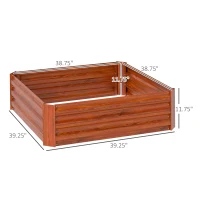 Outsunny 2 Piece Galvanized Raised Garden Bed, 3.3' x 3.3' x 1' Metal Planter Box for Growing Vegetables, Flowers, Herbs, Succulents, Dark Brown(m-3)
