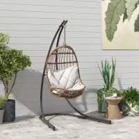 Outsunny Hammock Chair Stand, Heavy Duty Steel Hanging Chair Stand for Swing Chair, Egg Chair Stand with Extra Large Base, Black(m-1)