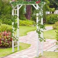 Outsunny 85" Wooden Garden Arbor for Wedding and Ceremony, Outdoor Garden Arch Trellis for Climbing Vines - White(m-7)