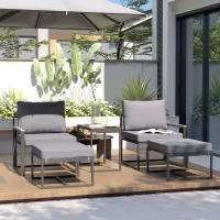 Outsunny 5 Pieces Outdoor Patio Furniture Set with Ottomans, Cushions, Small Patio Sofa Set for Garden, Backyard, Poolside, Grey(m-1)