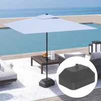 Outsunny Rectangular Plastic Fillable Patio Umbrella Base, Heavy Duty Outdoor Umbrella Stand Base, Filled Up to 53lbs with Stand or 44lbs with Water for Deck Poolside, Black(m-9)