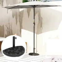Outsunny 21 lbs Resin Half Umbrella Base, Concrete Half Umbrella Stand Outdoor Umbrella Base with Flower-Leaf Design, Patio Umbrella Stand for Outdoor Lawn Poolside, Black(m-10)