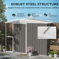 Outsunny 8 x 4ft Outdoor Garden Shed, Metal Shed with Air Vents and Lock for Backyard, Garden, Patio, Warm Gray(m-8)