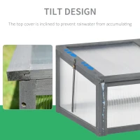 Outsunny Wooden Cold Frame Greenhouse, Mini Greenhouse with Polycarbonate Board and Solid Wood Frame, Green House Cold Frame, Indoor Outdoor Terrarium Planter Box, 39" x 26" x 16", Gray(m-5)