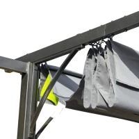 Outsunny 10' x 10' Outdoor Retractable Pergola Canopy, Metal Patio Shade Shelter for Backyard, Porch Party, Garden, Grill Gazebo, Gray(m-8)