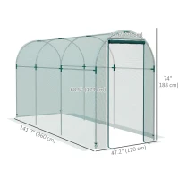 Outsunny Galvanized Steel Crop Cage, Plant Protection Tent with Zippered Door, 4' x 12', Green(m-3)