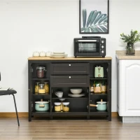 HOMCOM Buffet Cabinet Sideboard with 2 Drawers, 3 Storage Cabinets, Glass Doors and Adjustable Shelves, Dark Brown(m-9)