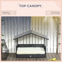 PawHut Wicker Dog House with Removable Cushion Lounge, Cream White(m-6)