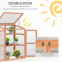 Outsunny Wooden Cold Frame Greenhouse Small Mini Planter Box, 30" L x 24" W x 44" H, Natural(m-5)
