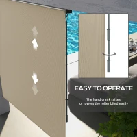 Outsunny 6' x 6' Patio Door Blinds, Outdoor Roller Shades, Cordless Roll Up Shade for Porch Gazebo, Beige(m-6)