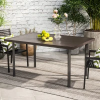 Outsunny Outdoor Patio Dining Table with 2.1" Umbrella Hole, Steel Outdoor Patio Table for 6, Dark Brown(m-8)