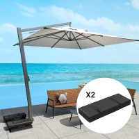 Outsunny 2PCS Patio Umbrella Base Weight Bag, Umbrella Stand Weights with Handles, 55 lbs with Sand Filling, Patio Umbrella Weights for Offset/Cantilever Umbrella Stand Base, Black(m-8)
