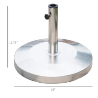 Outsunny 55lb Round Stainless Steel Outdoor Patio Umbrella Stand Base with Heavy Cement Bottom & Mirror Finish(m-3)