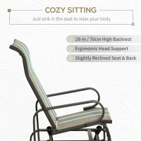 Outsunny Patio Glider with Breathable Mesh Fabric, Outdoor Glider Chair, Garden Rocking Gliding Seat for Patio, Yard, Porch, Brown/Flaxen(m-5)