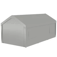 Outsunny 10' x 20' Carport, Heavy Duty Portable Garage, with 4 Mesh Windows and 2 Doors, Gray(m-1)