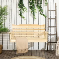 Outsunny 2-Seater Porch Swing, Patio Swing Bench with Adjustable Hanging Chains for Deck, Patio, Garden, Backyard, Natural Wood(m-7)