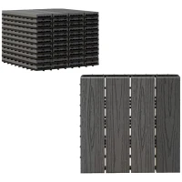 Outsunny Outdoor Tiles, 11 Pack 12" x 12" WPC Interlocking Deck Tiles Waterproof and Non-slip(m-11)