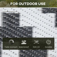 Outsunny Reversible Outdoor RV Rug, Patio Floor Mat, 6' x 9' Plastic Straw Rug for Backyard, Deck, Beach, Camping, Black & White(m-5)