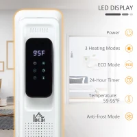 HOMCOM 24.75" Electric Space Heater, Freestanding 161 Sq. Ft. Heater with 3 Modes, Timer, and Remote, 1500 W, White(m-5)