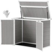 Outsunny 4.7 x 2.5FT Outdoor Horizontal Storage Shed, Lockable Trash Can Storage with Chain Lid, Gray(m-1)