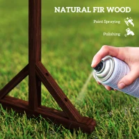 Outsunny 7FT Rectangular Wooden Wedding Arch with Triangular Base, Ground Stakes for Ceremony, Garden, Birthday, Dark Brown(m-5)