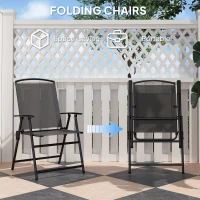 Outsunny 5 Pieces Outdoor Patio Dining Set with Glass Top Table and 4 Mesh Folding Chairs, Small Outdoor Patio Furniture, Grey(m-4)