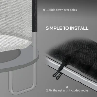 Soozier Trampoline Net Enclosure for 14ft Round Trampoline with 8 Straight Poles Poles Not Included, Weather Resistant Trampoline Netting Replacement with Zippered Entrance, Black(m-6)