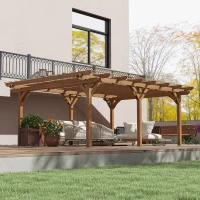 Outsunny 12' x 16' Outdoor Pergola Grape Trellis, Wood Gazebo for Climbing Plants at Garden, Patio, Backyard, Deck, Brown(m-10)